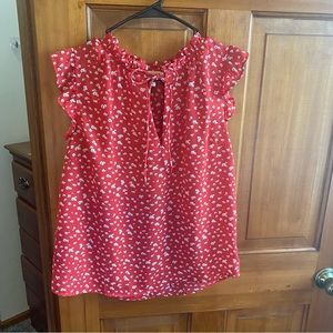 Red & White floral top